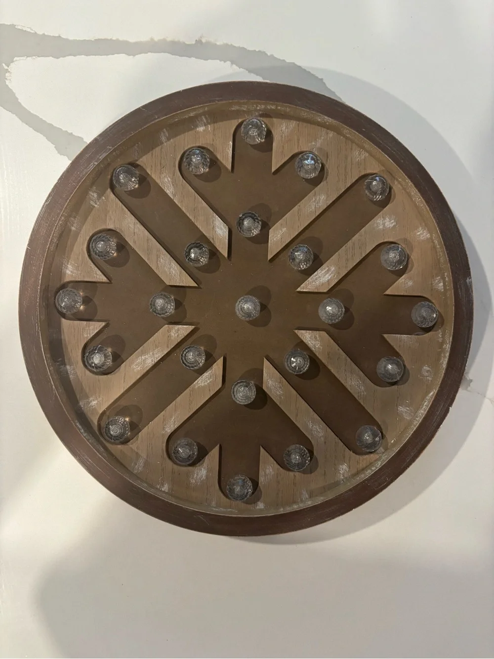 Rustic Brown Round Light- Up Snowflake Wall Decor… 12 Inches